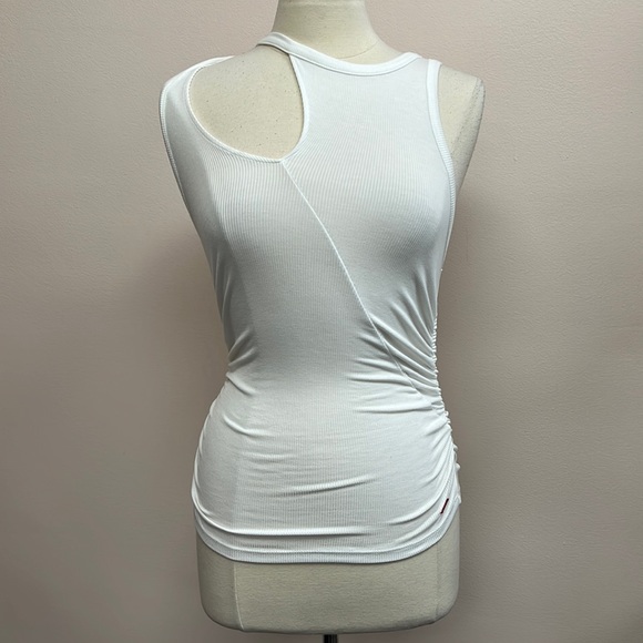 Philosophy Tops - Philosophy Asymmetrical Cut Out Tank Top in White